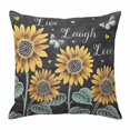 thumbnail image 1 of Sunflowers Rustic Pillow Covers 16x16 Inch, Spring Summer Pastoral Flowers Black Linen Pillowcase with Invisible Zipper, Decorative Throw Pillow Covers Cushion Case for Couch Sofa Bed Living Room, 1 of 9