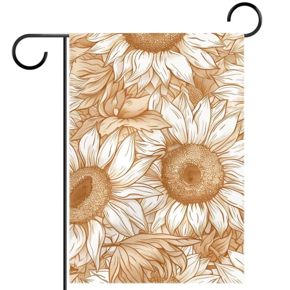 Sunflowers Seamless Doodle Pattern Double Sided Garden Flag Decorative Weather Resistant Yard Flag, Large DIY Vertical Flag for Farmhouse Patio Lawn, 28x40 Inch