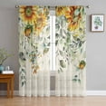 thumbnail image 1 of Sunflowers Semi Sheer Curtains 72 Inch Length 2 Panels Set,Spring Floral Eucalyptus Leaves Summer Botanical Sheer Kitchen Curtain Privacy Voile Window Curtain for Living Room Rod Pocket Drapes, 1 of 7