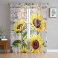 thumbnail image 1 of Sunflowers Sheer Curtains 84 Inch Length 2 Panels Set for Living Room/Bedroom, Botanical Floral Farmhouse Retro Wood Grain Curtain Sheers Drapes Rod Pocket Curtains Window Treatment Set 52''x84''x2, 1 of 7