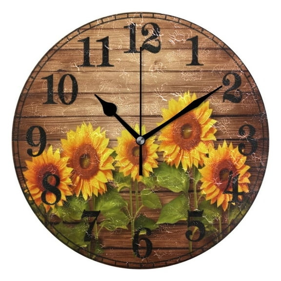 Sunflowers Silent Wall Clock 10" Non-Ticking Battery Clock