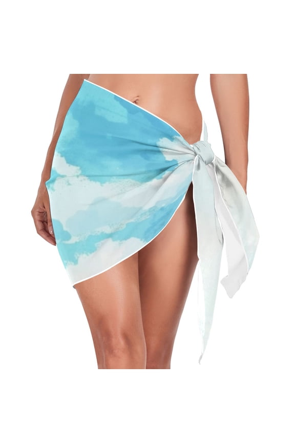 Sunflowers Sky Women Coverups Beach Cover Up Chiffon Swimsuit Bikini Wrap Short Skirt Beach Slit Tie Waist