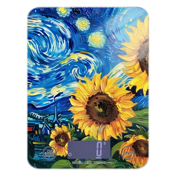 Sunflowers Starry Sky Food Scale Digital Kitchen Scale Waterproof Grams Ounces lbs for Weight Loss