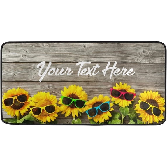 Sunflowers with Sunglasses Custom Kitchen Rug Door Mat Bath Rug Personalized Your Text on Home Decor Floor Mat for Kitchen Living Bedroom 39 x 20 Inch