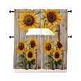 thumbnail image 1 of Sunflowers Swag Curtains for Living Room/Bedroom Windows, Farmhouse Wooden Grain Botanical Floral Kitchen Curtains and Valances Set 36 Inch Length, Light Filtering Swags Valance Curtain Panels, 1 of 5