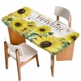 thumbnail image 1 of Sunflowers Table Cloths for 3 Foot Rectangle Tables, Country Spring Botanical Flowers Bee Wooden Patio Waterproof Elastic Fitted Tablecloths, Washable Rectangular Table Cover for Camping, 1 of 8