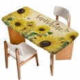thumbnail image 1 of Sunflowers Table Cloths for 4 Foot Rectangle Tables, Retro Spring Botanical Blossom Flowers Bees Patio Waterproof Elastic Fitted Tablecloths, Washable Rectangular Table Cover for Camping, 1 of 8