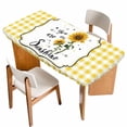 thumbnail image 1 of Sunflowers Table Cloths for 4 Foot Rectangle Tables, Yellow Floral Botanical Checkered Farmhouse Patio Waterproof Elastic Fitted Tablecloths, Washable Rectangular Table Cover for Camping, 1 of 8