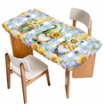 thumbnail image 1 of Sunflowers Table Cloths for 5 Foot Rectangle Tables, Spring Gnomes Daisy Hydrangea Flowers Blue Plaid Patio Waterproof Elastic Fitted Tablecloths, Washable Rectangular Table Cover for Camping, 1 of 8