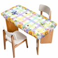 thumbnail image 1 of Sunflowers Table Cloths for 6 Foot Rectangle Tables, Spring Flowers Butterflies Hydrangea Watercolor Patio Waterproof Elastic Fitted Tablecloths, Washable Rectangular Table Cover for Camping, 1 of 8
