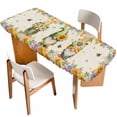 thumbnail image 1 of Sunflowers Table Cloths for 8 Foot Rectangle Tables, Spring Gnomes Hydrangea Daisy Botanical Beige Patio Waterproof Elastic Fitted Tablecloths, Washable Rectangular Table Cover for Camping, 1 of 8