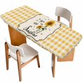 thumbnail image 1 of Sunflowers Table Cloths for 8 Foot Rectangle Tables, Yellow Floral Botanical Checkered Rustic Patio Waterproof Elastic Fitted Tablecloths, Washable Rectangular Table Cover for Camping, 1 of 8