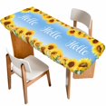 thumbnail image 1 of Sunflowers Table Cloths for 8 Foot Rectangle Tables, Yellow Summer Botanical Elegant Flowers Patio Waterproof Elastic Fitted Tablecloths, Washable Rectangular Table Cover for Camping, 1 of 8