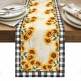 thumbnail image 1 of Sunflowers Table Runner - 108 Inch Long, Kitchen Dining Table Runner Dresser Scarves, Summer Country Botanical Yellow Flowers Plaid Farmhouse Decor for Coffee Tables Wedding Party Banquet, 1 of 8