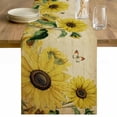 thumbnail image 1 of Sunflowers Table Runner - 120 Inch Long Retro Spring Botanical Blossom Flowers Bees Cotton and Linen Blended Dress Scarves Farmhouse Table Runner for Kitchen Dining, Coffee Table, 13" x 120", 1 of 8