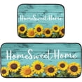 thumbnail image 1 of Sunflowers Teal Rugs and Mats Set 2 Piece Turquoise Non Slip Washable Runner Rug Set of 2 for Kitchen Sink Floor Home Decor Laundry Home Sweet Home, 1 of 6