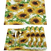 Sunflowers Theme Placemats Set of 6 Rectangle Table Mats Washable Heat-Resistant Place Mat for Kitchen Dining Table Decor Indoor Outdoor