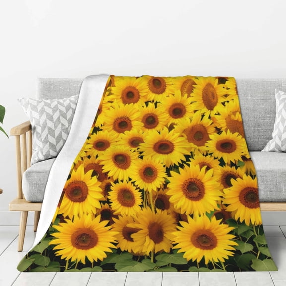 Sunflowers Throw Blanket for Stylish Warm Winter Cabin Ultra-Soft Micro Fleece Blanket, Premium Microfiber, Silky Soft, Plush, Warm and Lightweight for Couch, Sofa, Bed - 50"X40"