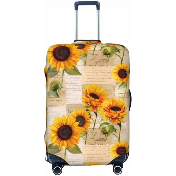Sunflowers Travel Luggage Suitcase Cover, Newspaper Washable Luggage Cover M - Fits 22-24 inch luggage