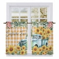 thumbnail image 1 of Sunflowers Trucks Kitchen Curtain for Berdoom Living Room Cafe 45 Inch Length, Spring Farmhouse Eucalyptus Orange Plaid Tiers Curtains Light Filtering Drapes Window Treatment 2 Panels 52"Wx45"L, 1 of 8