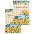 thumbnail image 1 of Sunflowers Trucks Kitchen Dish Towels for Drying Dishes Set of 2, Spring Farmhouse Eucalyptus Orange Plaid Waffle Weave Microfiber Hand Tea Bathroom Towels Quick Dry & Absorbent Towel 15.7x23.6, 1 of 7