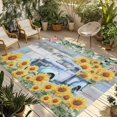 thumbnail image 1 of Sunflowers Trucks Outdoor Rug for Patio/Deck/Porch, Non-Slip Large Area Rug 4 x 6 Ft, Spring Farmhouse Eucalyptus Teal Wood Indoor Outdoor Rugs Washable Area Rugs, Camping Rug Carpet Runner, 1 of 8