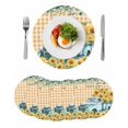 thumbnail image 1 of Sunflowers Trucks Round 15 Inch Placemats Set of 6, Spring Farmhouse Eucalyptus Orange Plaid HeatResistant Non Slip Place Mats for Dining Table, Wipeable Braided Kitchen Table Mats for Housewarming, 1 of 9