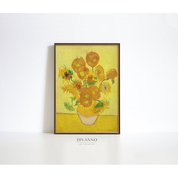Sunflowers Van Gogh Print, Still Life, Botanical Flower Art, Yellow Floral Home Decor, Exhibition Garden, Summer, #3451, Unframed Poster Size 16x24