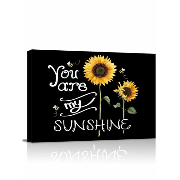 Sunflowers Wall Art for Living Room,Canvas Picture Wall Decor for Bathroom Bedroom,Modern Bee You Are My Sunshine Black Painting Artwork for Office Kitchen Hallway Dining Room Home Decor 12"x16"