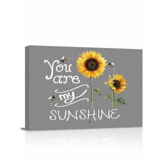 Sunflowers Wall Art for Living Room,Canvas Picture Wall Decor for Bathroom Bedroom,Modern Bee You Are My Sunshine Grey Painting Artwork for Office Kitchen Hallway Dining Room Home Decorations 20"x24"