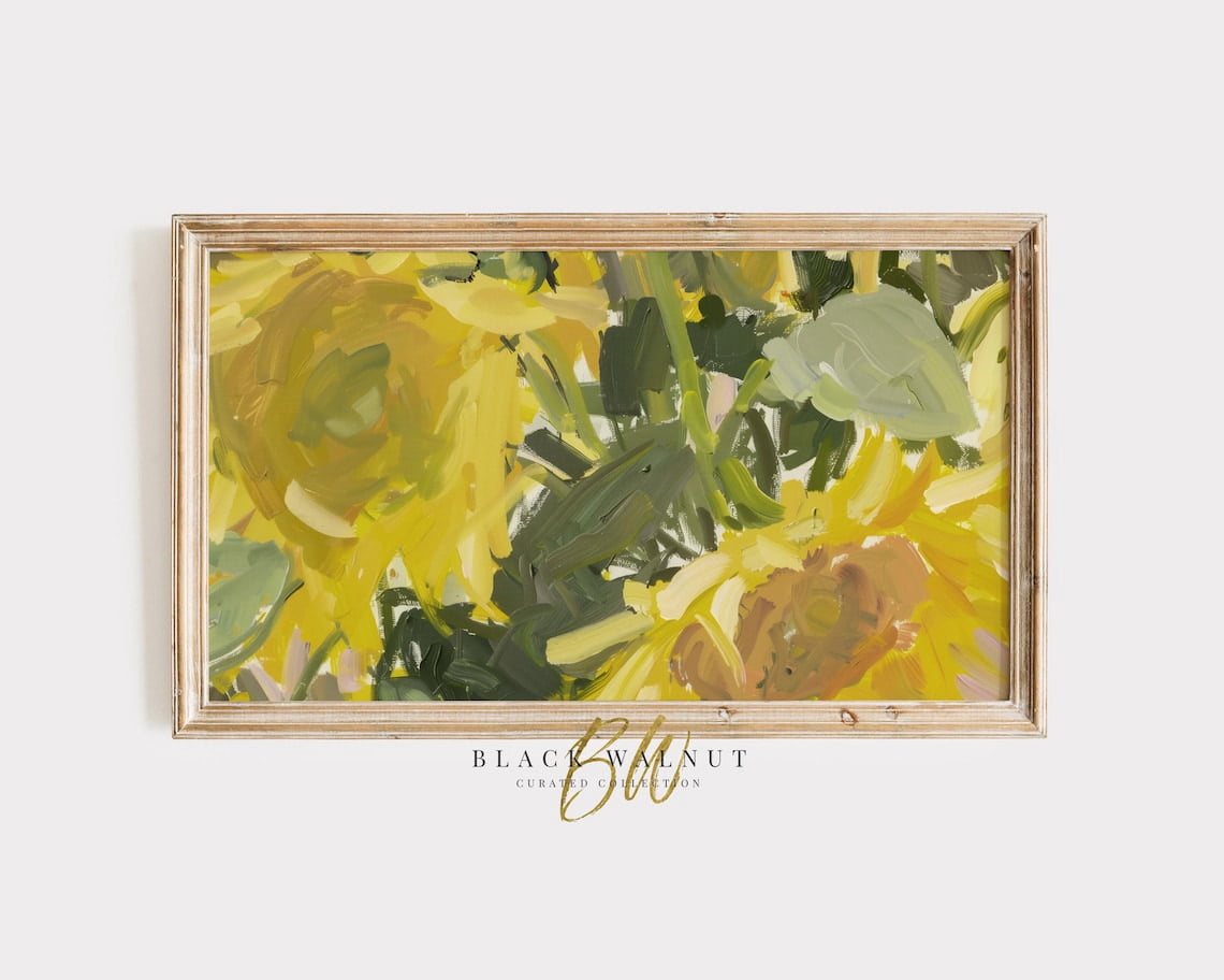 Screen Scaver Abstract Sunflowers Wall Art, Rustic Country Yellow Flowers, Abstract ...