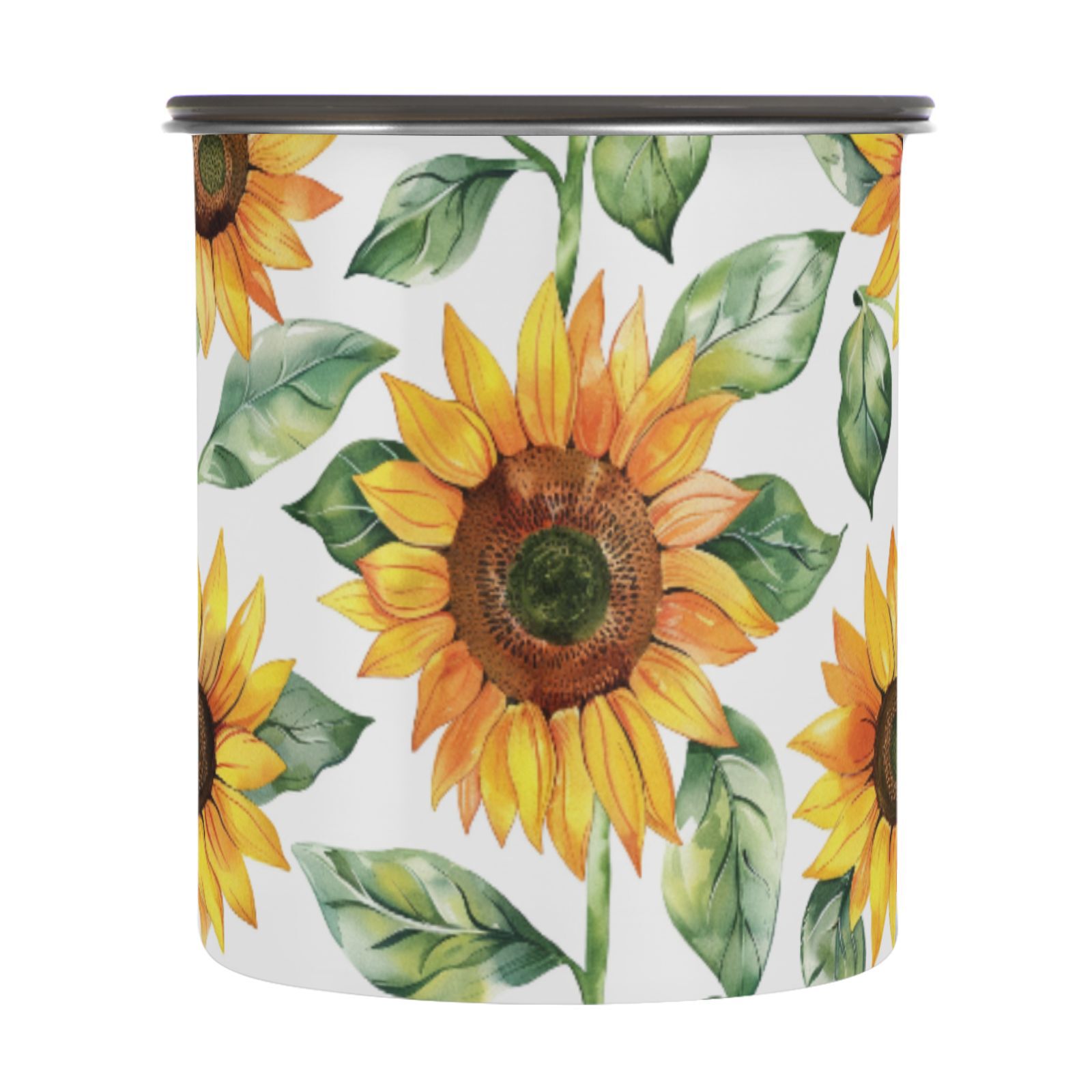 Sunflowers Watercolour Airtight Coffee Bean Canister 30oz Food Storage Containers with Lids For Gournd, Tea, Sugar, Flour, Rice, Cereal, Candy Cookie Jar