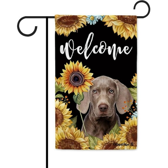 Sunflowers Weimaraner Garden Flag Dog Floral Spring Summer Decor Flag for Outdoor Yard Double Side 12.5X18 Inch Style 1