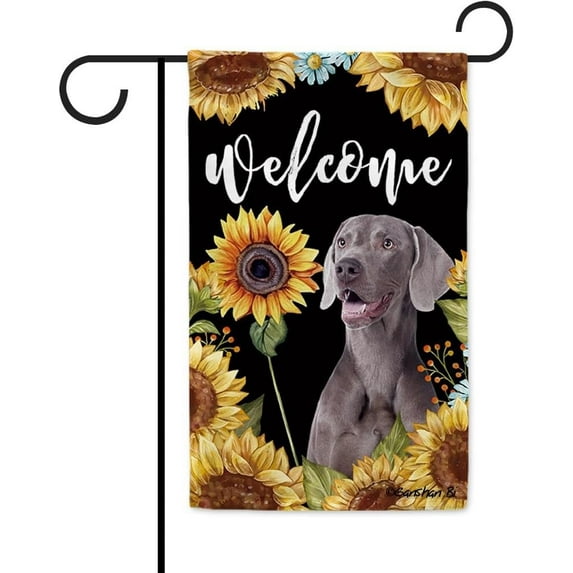 Sunflowers Weimaraner Garden Flag Dog Floral Spring Summer Decor Flag for Outdoor Yard Double Side 12.5X18 Inch Style 3