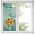 thumbnail image 1 of Sunflowers Window Privacy Film Laugh Live Love Retro Turquoise Background Decorative Glass Window Film UV Blocking Static Cling Non-Adhesive Sticker Covering for Home Door 17.7 x 39.3 inches, 1 of 8