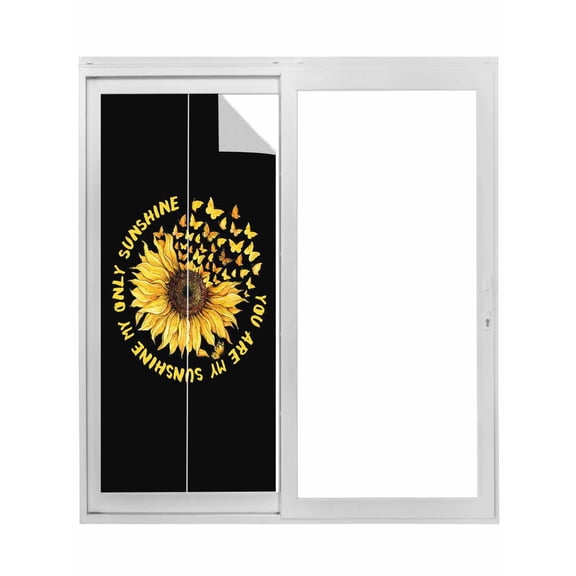Sunflowers Window Privacy Film, Yellow Butterfly Farmhouse You Are My Sunshine Static Cling UV Sun Blocking Tint Film Heat Control Windows Films for Bedroom Bathroom, Window Stickers 23.6"x59"
