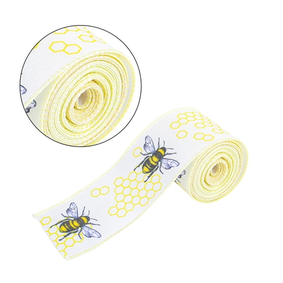Sunflowers Wire Edged Ribbon Honeybees Wire Edged Ribbon Black Yellow Decorative Ribbon for Craft Wrapping,Bows