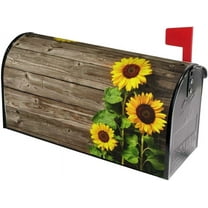 Sunflowers Wood Mailbox Covers Magnetic Post Box Cover Wraps Standard Size 21x18 Inches for Garden Yard Decor