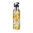 thumbnail image 1 of Sunflowers Yellow Water Bottles Insulated Thermos Kids Stainless Steel Bottle with Straw Lid Flask Leakproof for Sports Gym 20 oz, 1 of 7