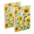 thumbnail image 1 of Sunflowers and Lattice Ring Binder Notebook Journey Note Diary College Ruled Spiral Notebook Study Loose Leaf Paper A5 60 Pages, 1 of 8