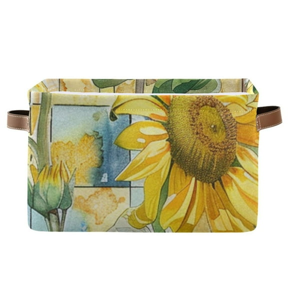 Sunflowers and Lattice Storage Bins Baskets With Handles Storage Box Clothes Organizer Organization Toys