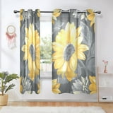 Sunflowers and Leaves Blackout Curtains Thermal Insulation 63 inch ...