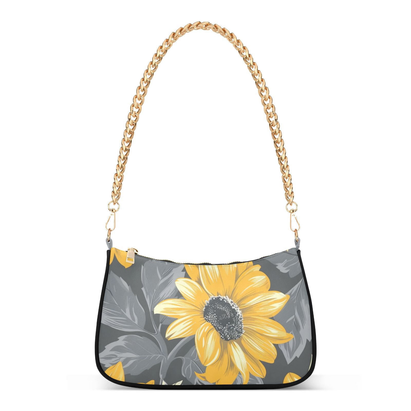 Sunflowers and LeavesWomen Small Shoulder Bag Crossbody Tote Hobo Bags Purse Clutch Handbags with Chain Strap for Women