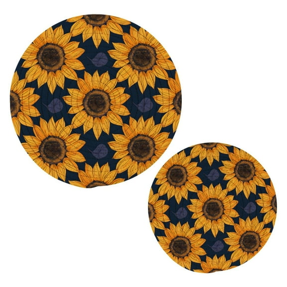 Sunflowers and Small Leaf Pot Holders Trivets Set of 2 Cotton Hot Pads Mats for Hot Dishes Pots Pans Kitchen Cooking 7" 9.5"