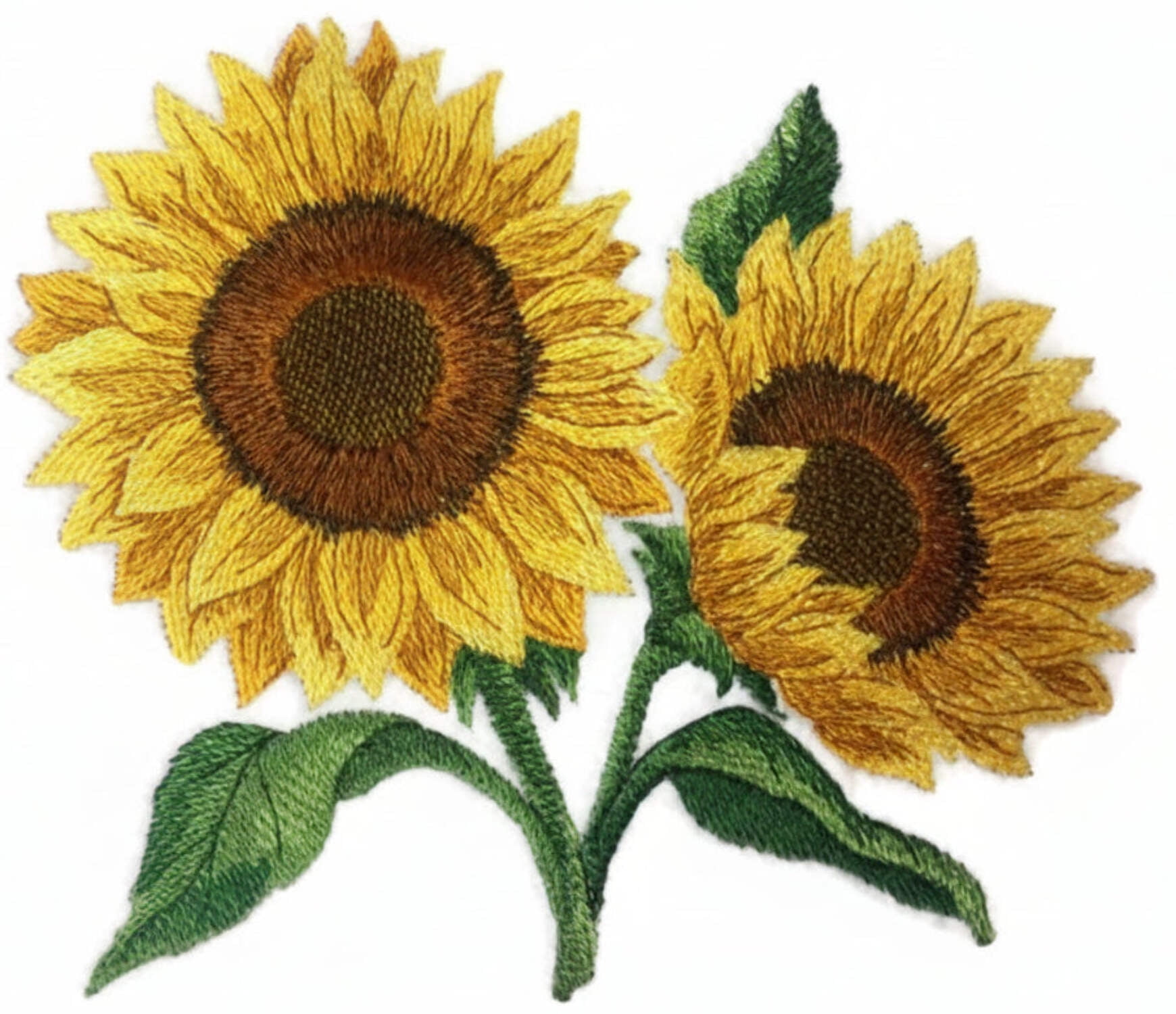 Sunflowers in Bloom Embroidered Iron on/Sew Patch [ 6.19"(w) x 5.86"(h)) ]