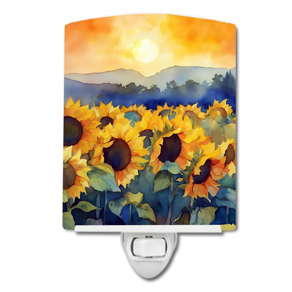 Sunflowers in Watercolor Ceramic Night Light 4 in x 6 in
