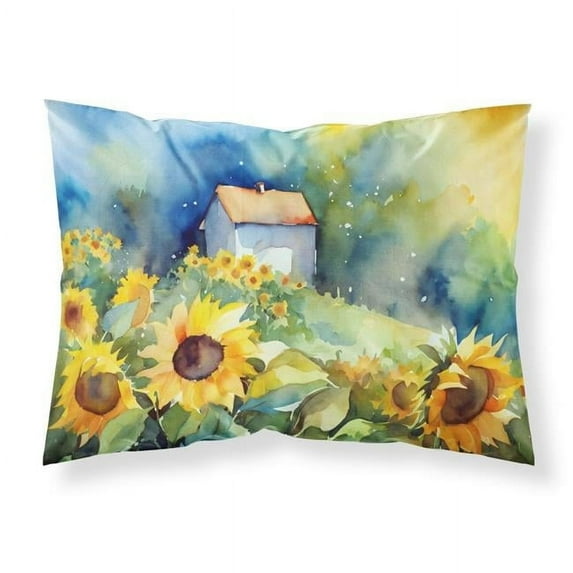 Sunflowers in Watercolor Fabric Standard Pillowcase