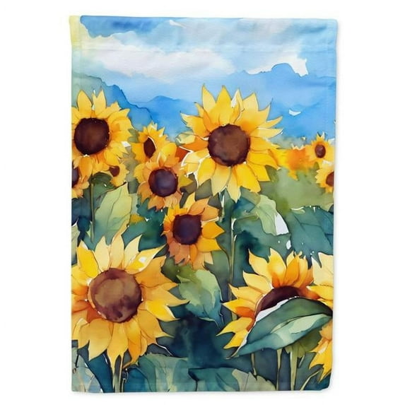 Sunflowers in Watercolor House Flag