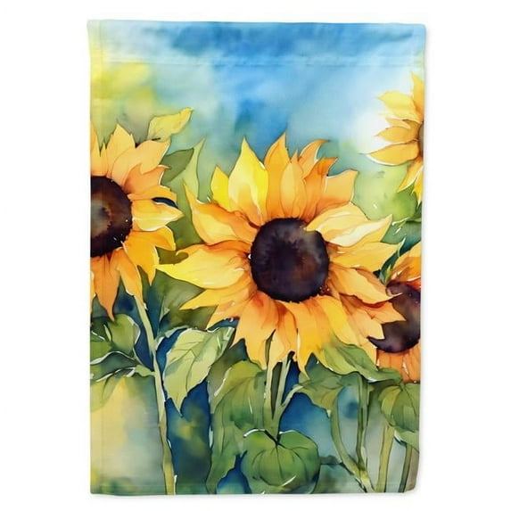 Sunflowers in Watercolor House Flag