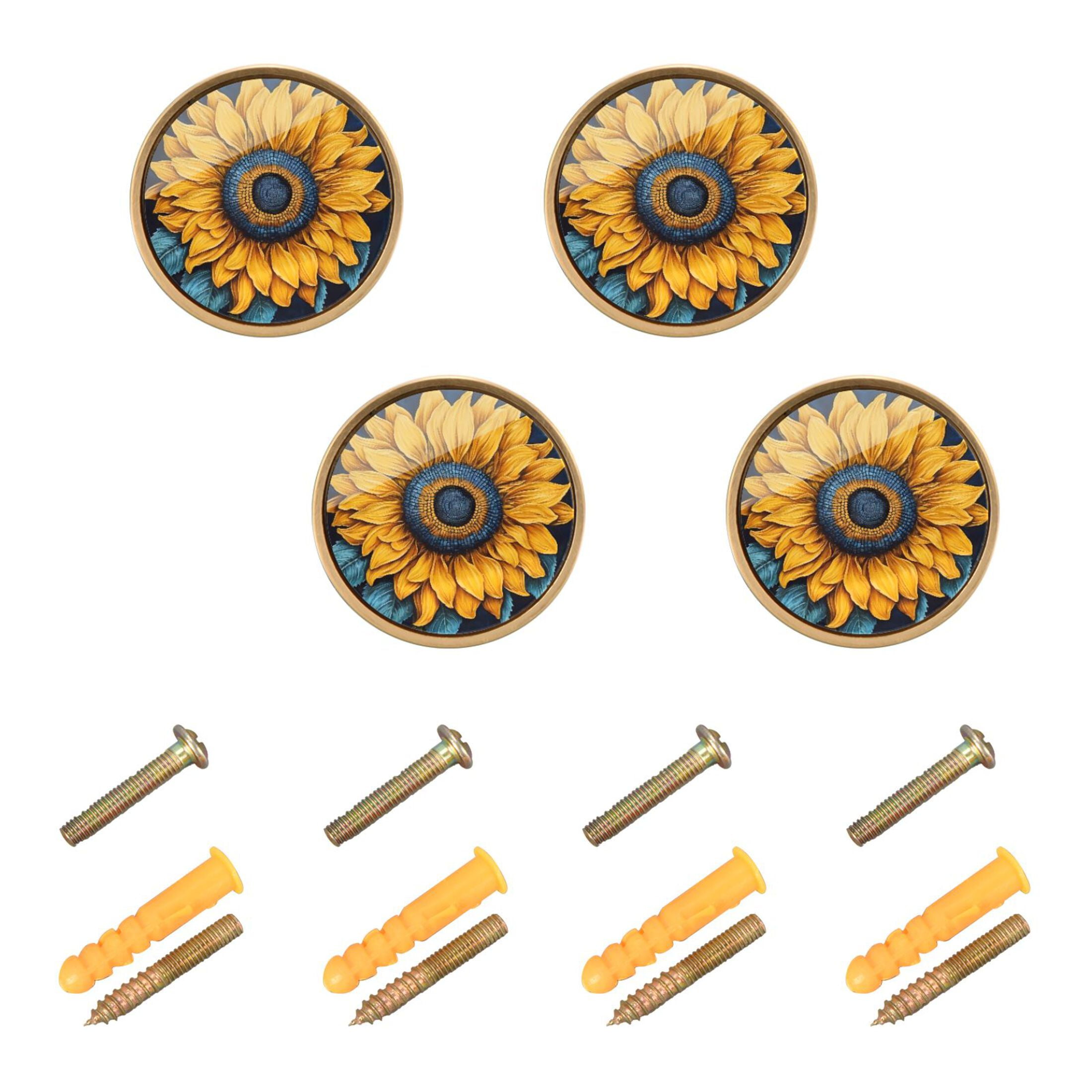 Drawer Knobs Ceramic Sunflower Ceramic Cabinet Knob - Pretty Drawer Pull  For Kitchen Or Furniture Sunflower Knobs Hobby Lobby